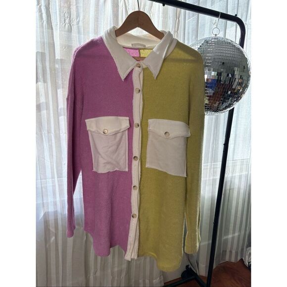 Bucketlist Raspberry Lime Button Up Shirt - Picture 2 of 5